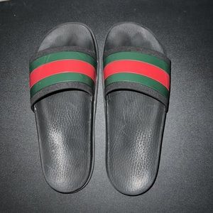 Gucci: Men’s Web Rubber Slide Sandal